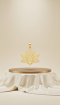 Gold-Plated Lotus Pendant With Enamel Detail