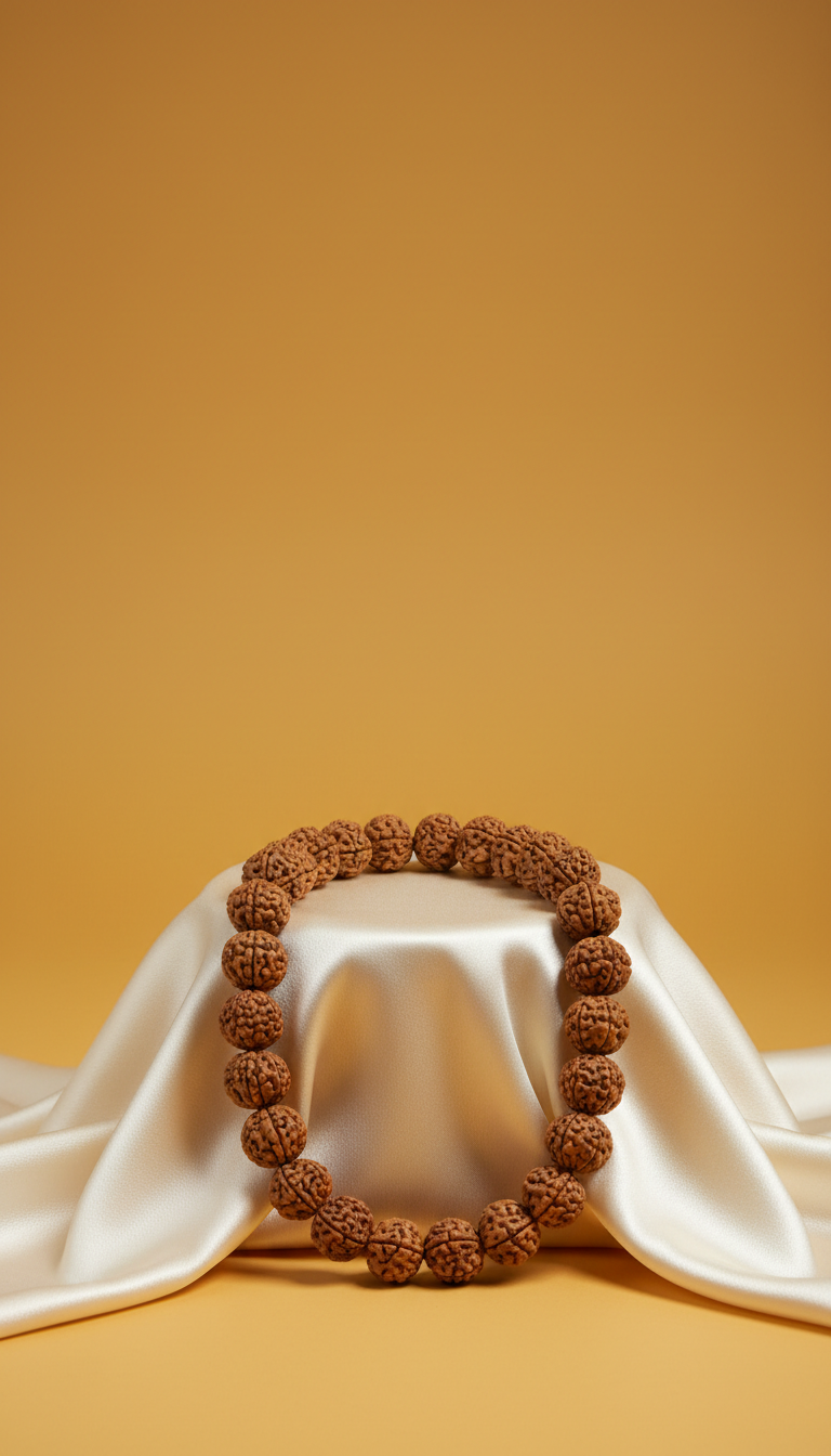 Natural Rudraksha Mala With Woolen Spacers
