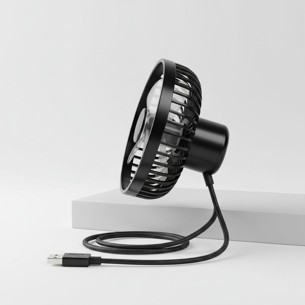 Mini USB Desk Fan Side View